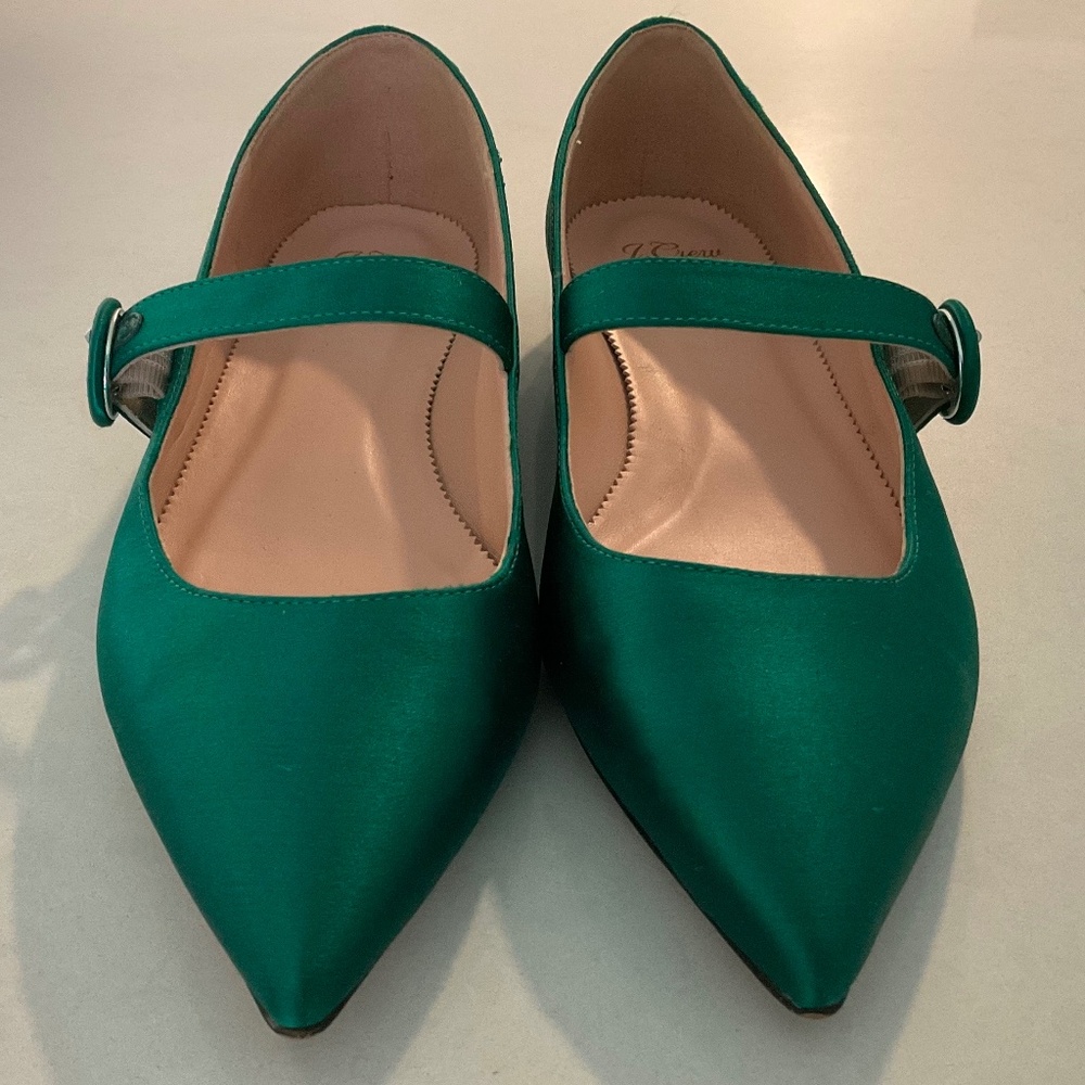 J. CREW Jade Mary Jane Satin W/ Buckle Pointed Toe Flats Size 9 - Picture 5 of 12